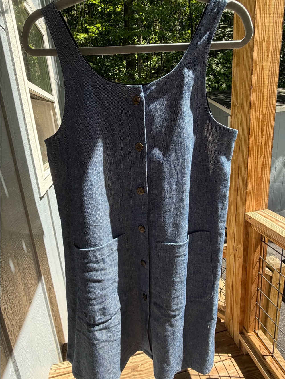 Denim Button-Front Mini Dress - Blue - Picture 3 of 5